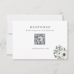 Winter Anemones Wedding QR Code RSVP Card