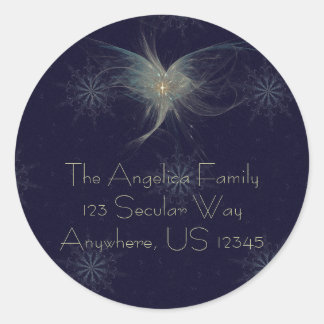 Winter Angel Fractal Art Classic Round Sticker