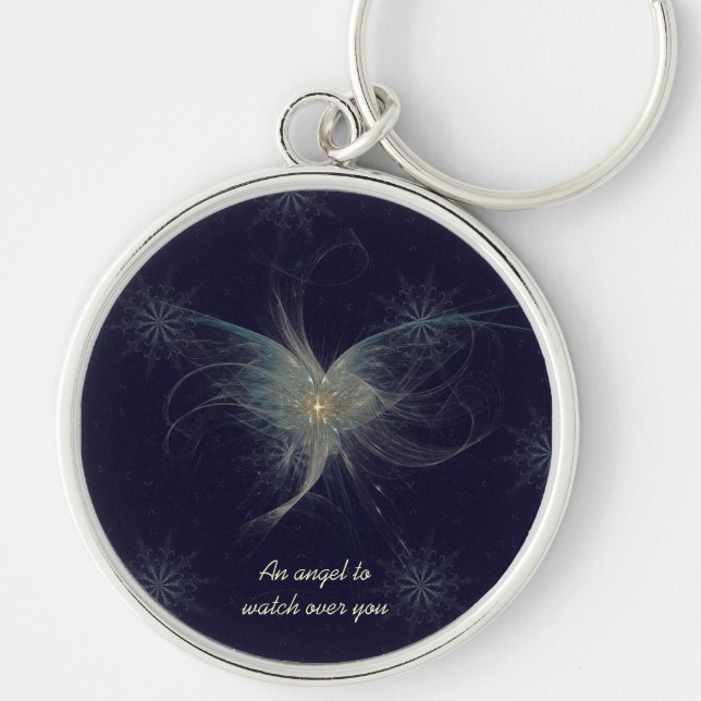 Winter Angel Fractal Art Keychain (Front)