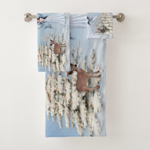 Winter Angel Scene  Bath Towel Set