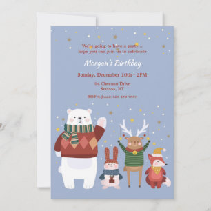 Winter Animals Birthday Party Invitation