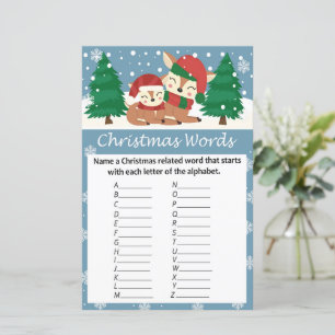 Winter animals christmas alphabet words game