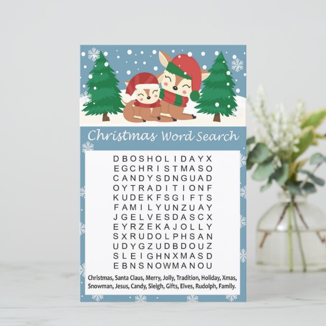 Winter animals christmas word search game (Standing Front)