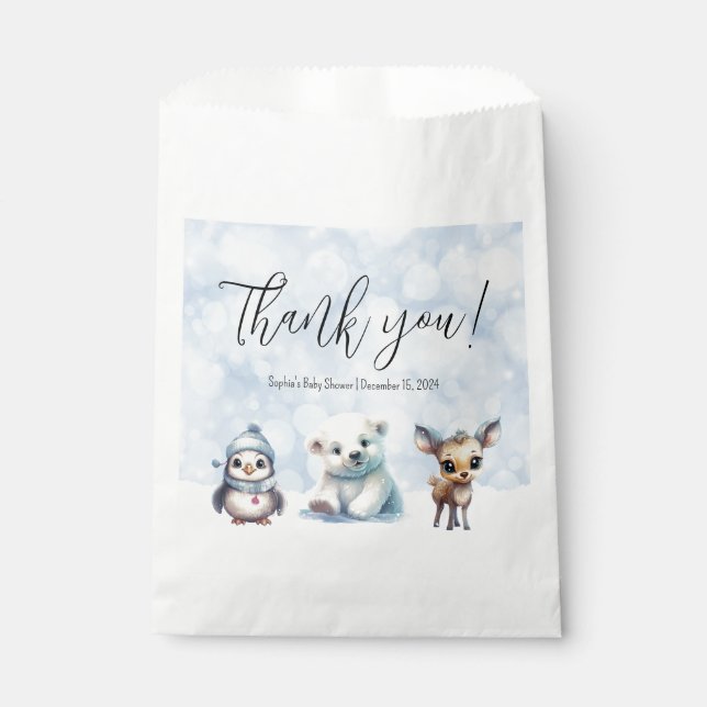 Winter Animals Cold Outside Baby Shower Favour Bag (Front)