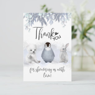 Winter animals Cold Outside Baby Shower  Thank You Card