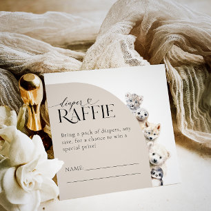Winter Animals Diaper Raffle Baby Shower Enclosure Card