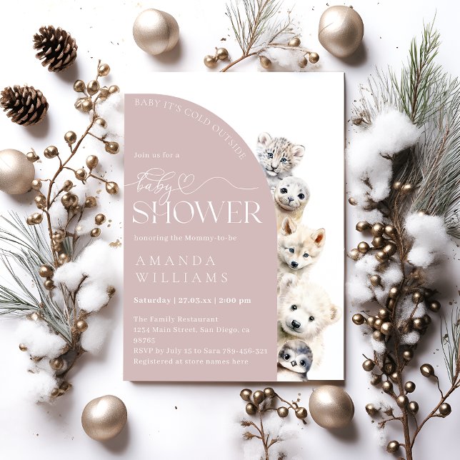 Winter Animals Gender Neutral Baby girl Shower Invitation (Creator Uploaded)