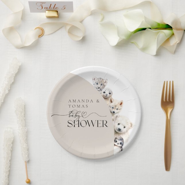 Winter Animals Gender Neutral Baby Shower Paper Plate (Wedding)