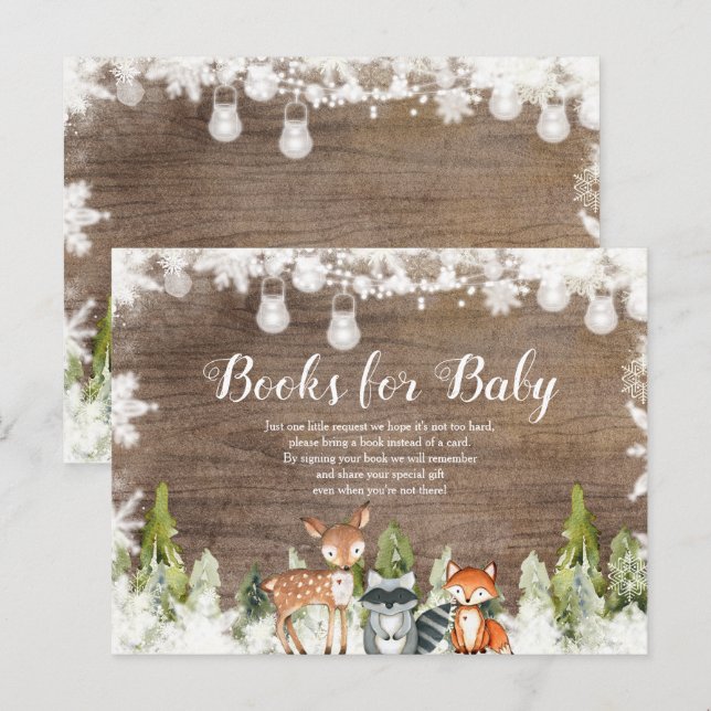 Winter Animals Wood Snowflakes Books for Baby Postcard (Front/Back)