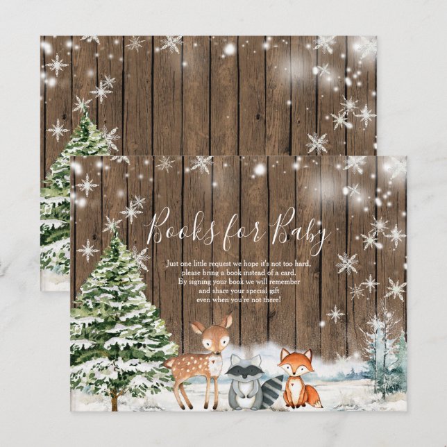 Winter Animals Wood Snowflakes Books for Baby Postcard (Front/Back)