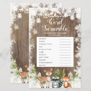 Winter Animals Wood Snowflakes Word Scramble