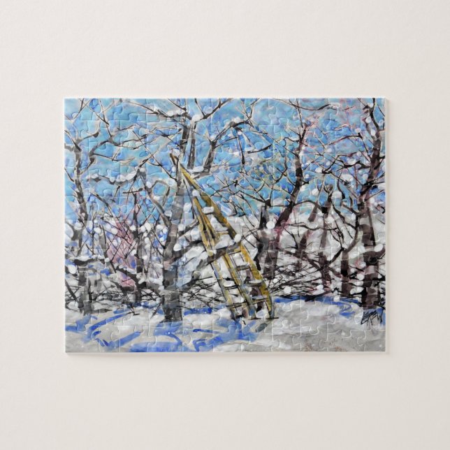 Winter Apple Pruning  / Artist Larry Lerew Jigsaw Puzzle (Horizontal)