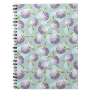 Winter apples cold blue and purple pattern notebook