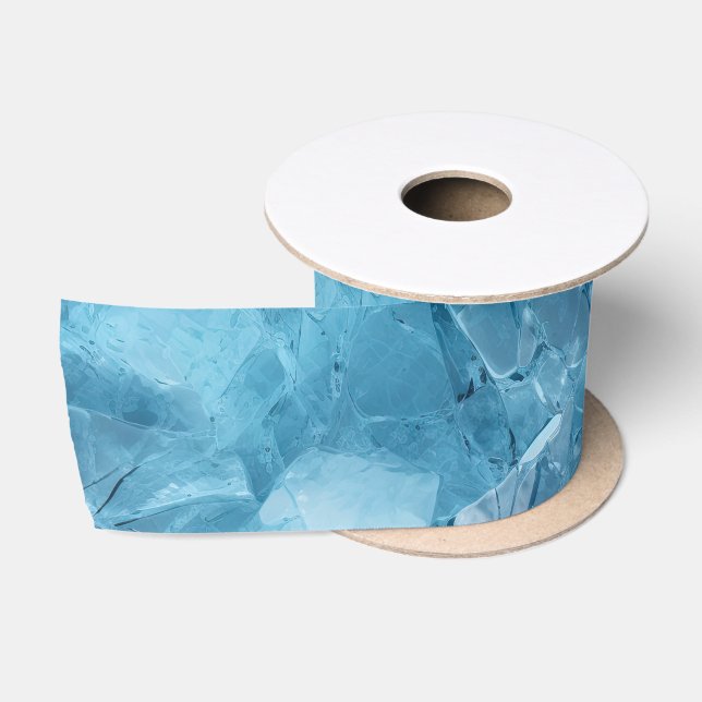Winter Aqua Blue Ice Snowflakes Christmas Satin Ribbon (Spool)