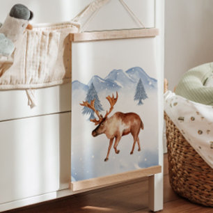 Winter Arctic Animal Moose Nursery Wall Decor Hanging Tapestry