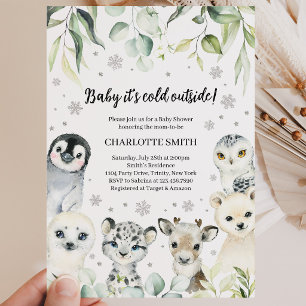 Winter Arctic Animals Baby Shower Invitation
