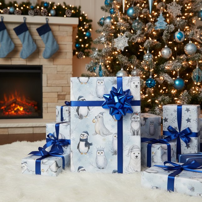 Winter Arctic Animals Cute Polar Animals Christmas Wrapping Paper (Winter Arctic Animals Cute Polar Animals Christmas Wrapping Paper)