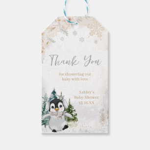 Winter Arctic Penguin Baby Shower Favour Tags