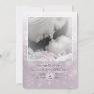 Winter Arrival Rose Photo Birth Announcement