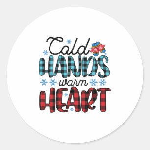 Winter Art Cold Hands Warm Heart Classic Round Sticker