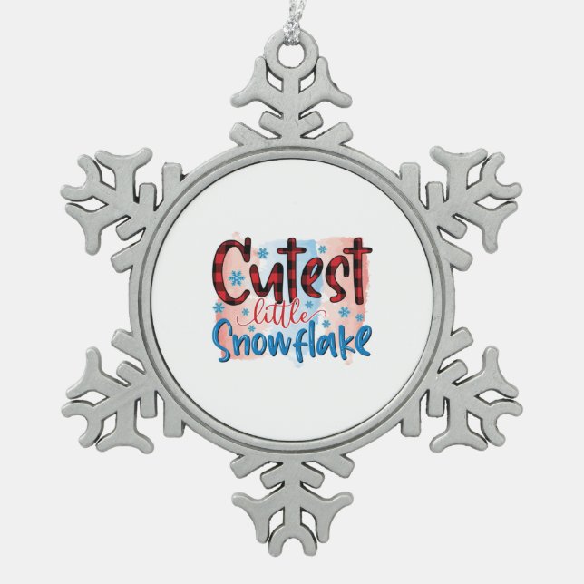 Winter Art Cutest Little Snowflake Snowflake Pewter Christmas Ornament (Front)