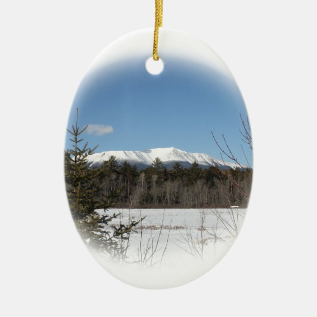 Winter at Katahdin Ceramic Ornament (Front)