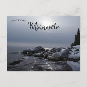 Winter at Lake Superior Minnesota Postcard