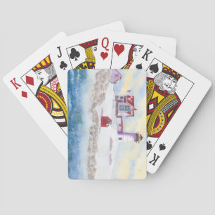winter at Nubble LIghthouse in Maine Playing Cards