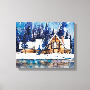 Winter at the Cabin Canvas Print
