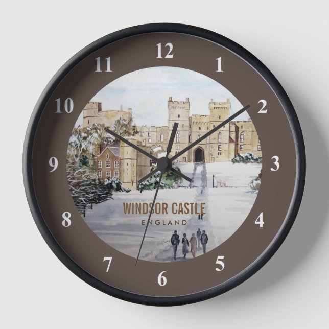 Winter at Windsor Castle Landscape Painting Clock (Front)