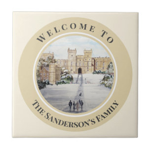 Winter at Windsor Castle Landscape Painting Glass Tile