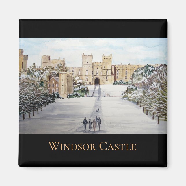 Winter at Windsor Castle Landscape Painting Magnet (Front)