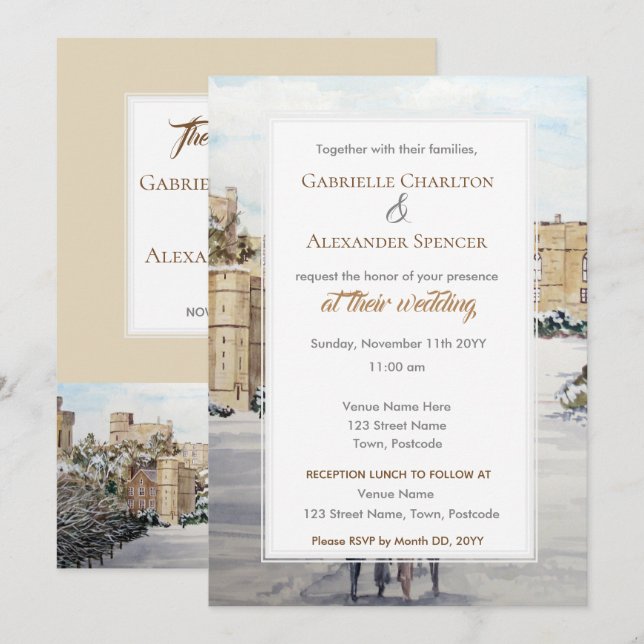 Winter at Windsor Castle Wedding Invitation (Front/Back)