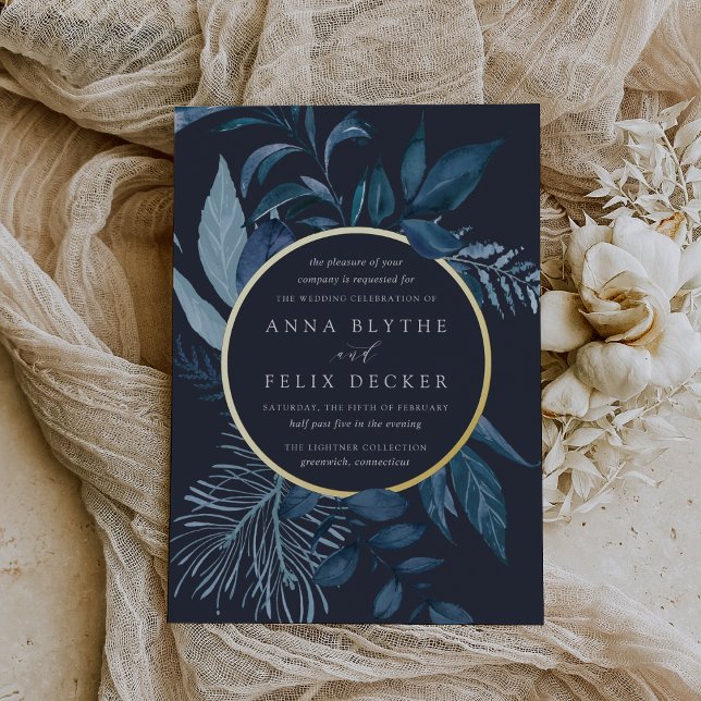 Winter Azure Blue Botanical Wedding  (Creator Uploaded)