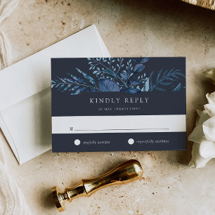 Winter Azure Blue Botanical Wedding RSVP Card