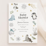 Winter Baby Animals Baby Shower Gender Neutral Invitation<br><div class="desc">Adorable baby shower invitation featuring watercolor winter Arctic animals.  Personalize with your information or click "Click to customize further" to edit font styles,  size and colours.</div>