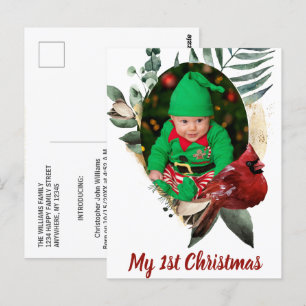 Winter Baby Christmas Photo Birth Announcement  Postcard