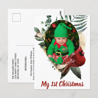 Winter Baby Christmas Photo Birth Announcement Postcard