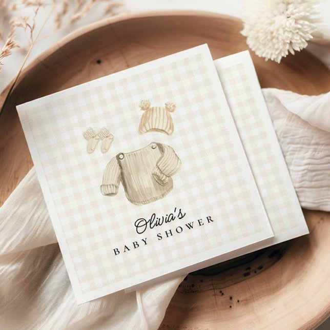 Winter Baby Clothes Gender Neutral Baby Shower Napkin (Creator Uploaded)