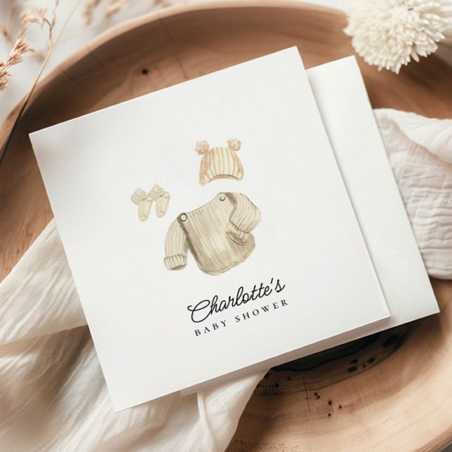 Winter Baby Clothes Gender Neutral Baby Shower Napkin (Creator Uploaded)