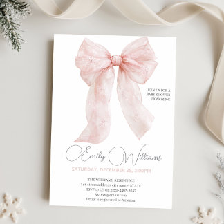 Winter Baby Girl Shower Blush Pink Snowflake  Invitation
