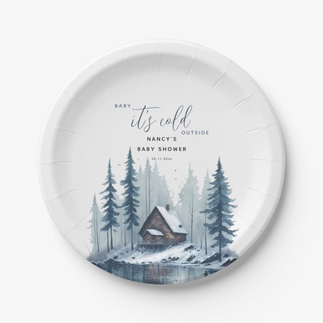 Winter Baby It's Cold Outside Baby Shower  Paper Plate (Front)