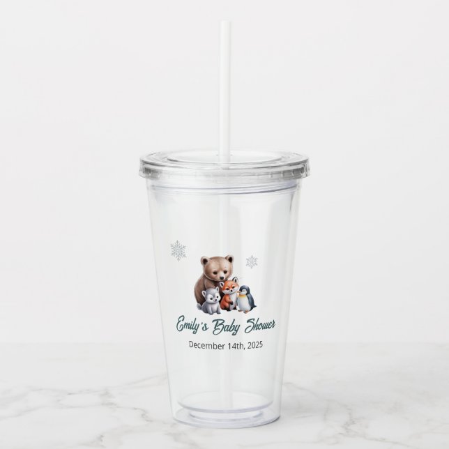 Winter Baby Shower Acrylic Tumbler (Front)