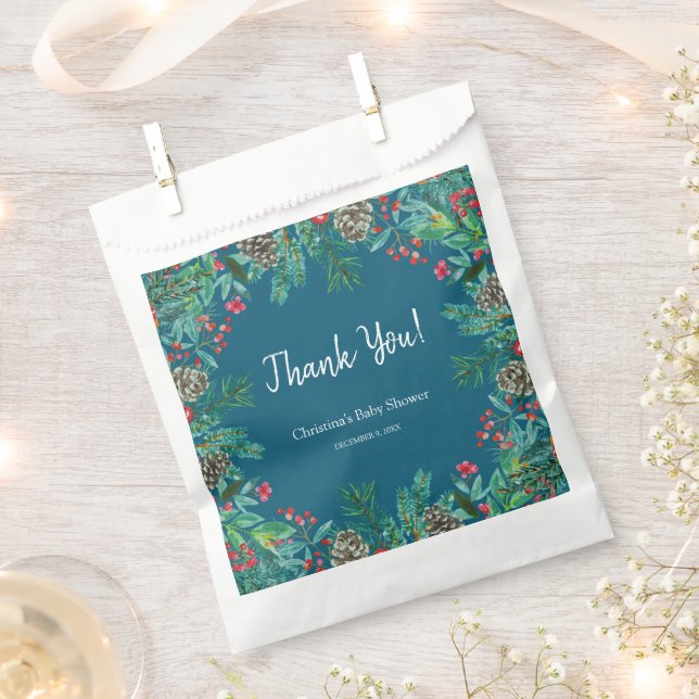 Winter Baby Shower Blue Favour Bag (Clipped)