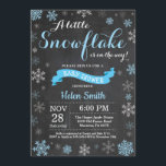 Winter Baby Shower Blue Snowflake Chalkboard Invitation<br><div class="desc">Winter Baby Shower invitation. Blue Snowflake. Boy Baby Shower Invitation. Winter Holiday Baby Shower Invite. Blue and White Snowflakes. Chalkboard Background. For further customization,  please click the "Customize it" button and use our design tool to modify this template.</div>