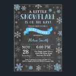 Winter Baby Shower Blue Snowflake Chalkboard Invitation<br><div class="desc">Winter Baby Shower invitation. Blue Snowflake. Boy Baby Shower Invitation. Winter Holiday Baby Shower Invite. Boy and White Snowflakes. Chalkboard Background. For further customization,  please click the "Customize it" button and use our design tool to modify this template.</div>