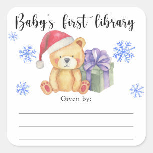 Winter baby Shower bookplate, books for baby Square Sticker
