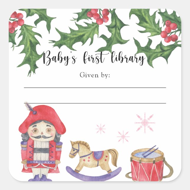 Winter baby Shower bookplate, books for baby Square Sticker (Front)
