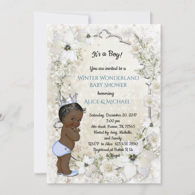Winter Baby Shower Boy, etnic,Winter Wonderland Invitation (Front)