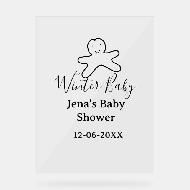 Winter baby shower cookie black scribble hand-draw (Recto)